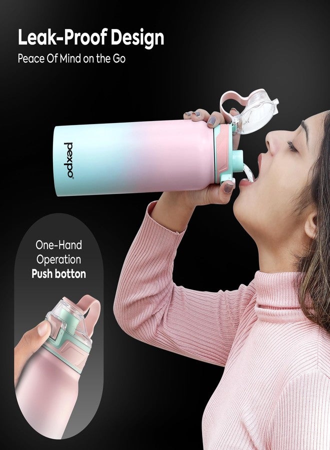 Pexpo Amaze 1000 ISI Certified Stainless Steel Vacuum Insulated Flask - 940ml | Double Wall | Flip Top Cap | Hot & Cold Water Bottle for Adults | Ideal for Home, Office, Gym, Outdoor - Pink&Green - Image 5